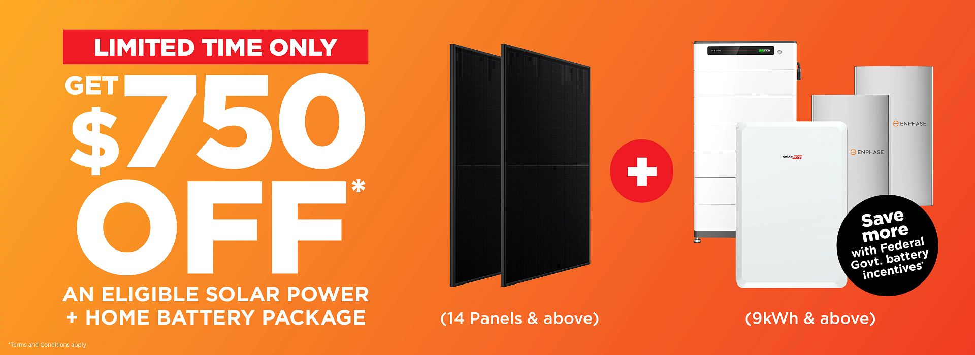 Get $750 off an eligible solar power and home battery package from Solahart