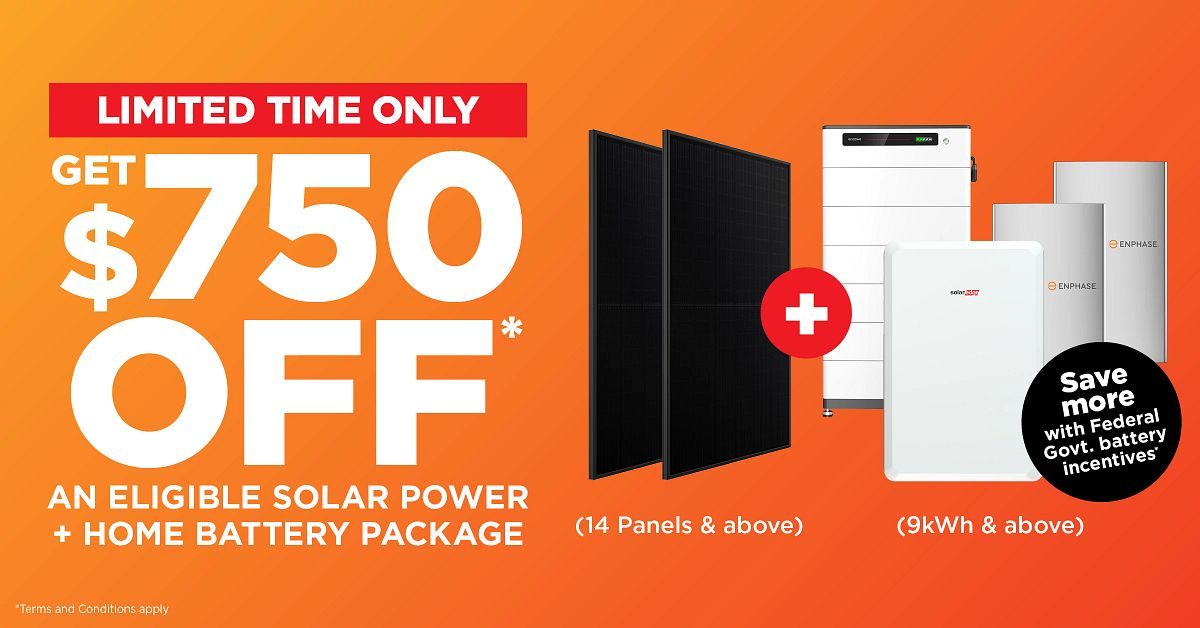 Get $750 off an eligible solar power and home battery package from Solahart